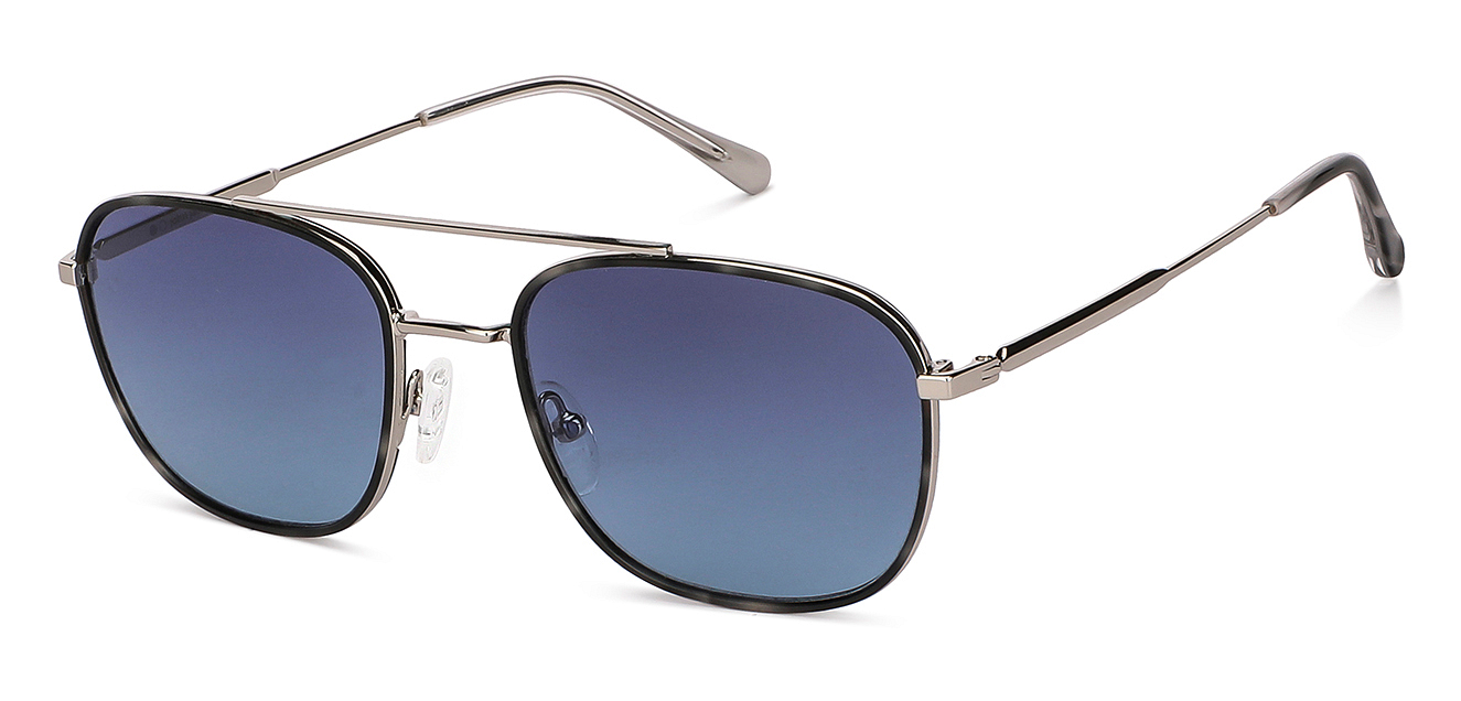 Silver Grey Full Rim Square Sunglasses