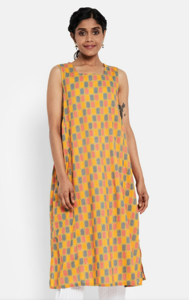 Cotton Printed Slim Fit Long Kurta
