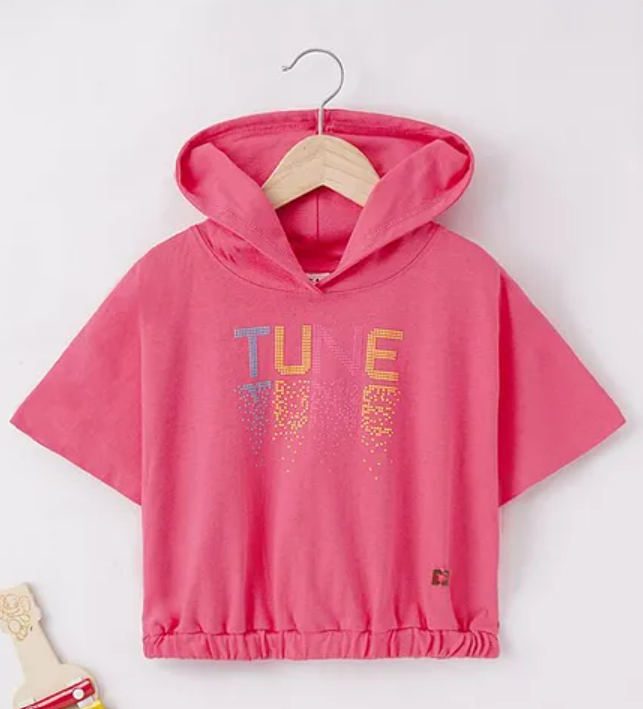 Half Sleeves Sustainable Cotton Hooded Top