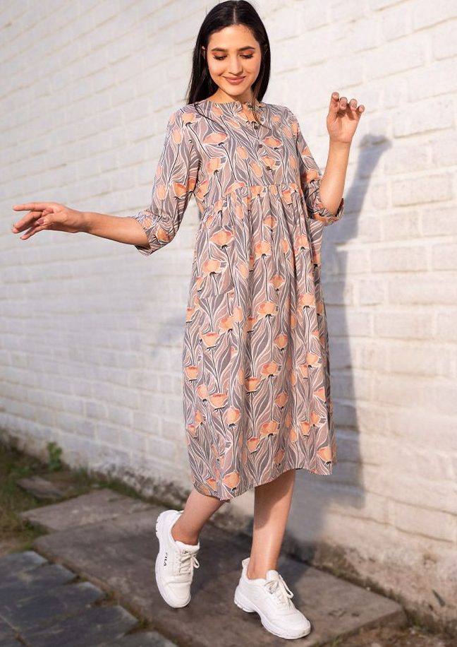 Rose Printed A-Line Kurta
