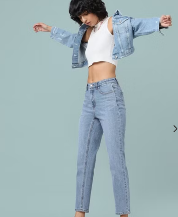Light Blue High Rise Straight Fit Jeans