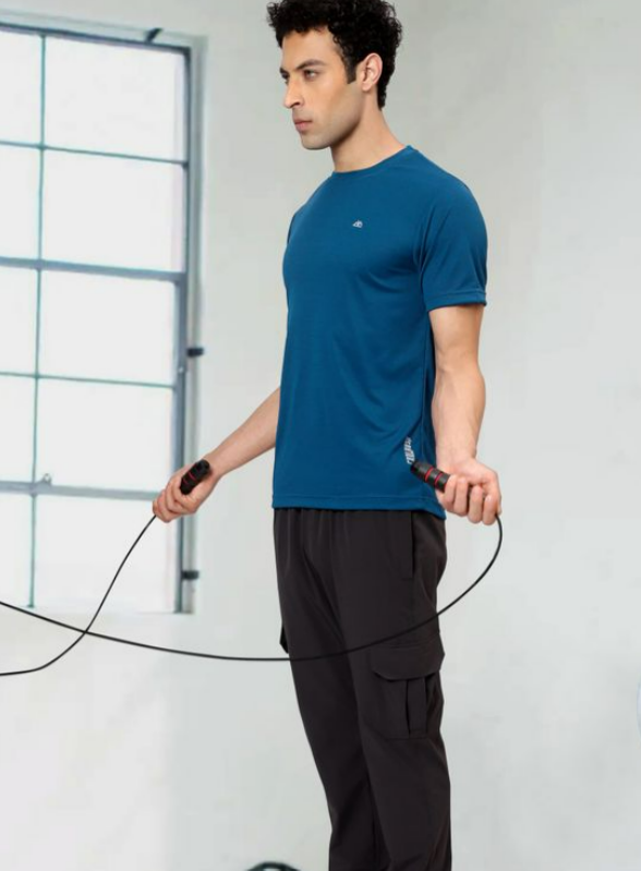 Teal Blue Men Active T-shirt
