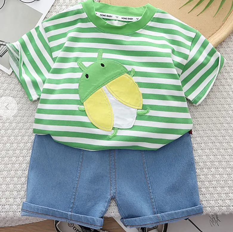 Stripe Print T-Shirt and Short Set