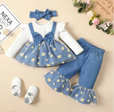 Navy Floral Print Top and Pant Set