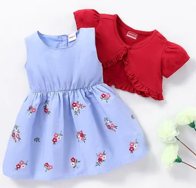 Cotton Frock With Short Sleeves Shrug