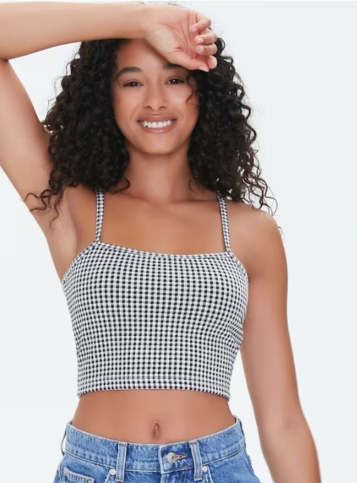 Checkered Print Cropped Cami