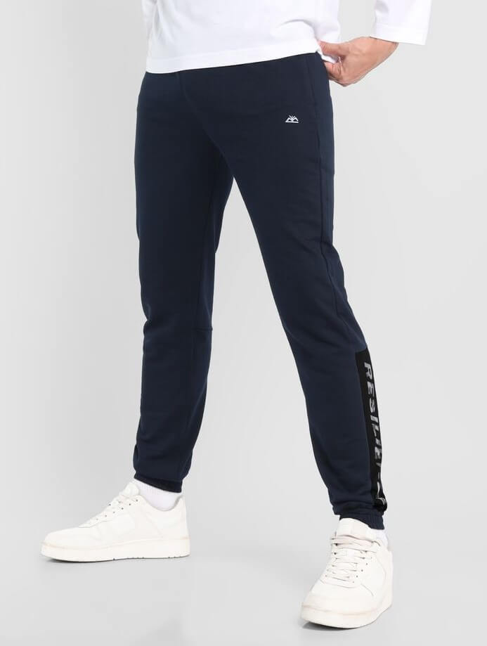 Bold Blue Panelled Knitted Men Jogger