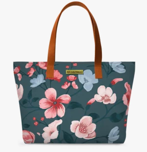 Teal Blooms Fatty Tote Bag