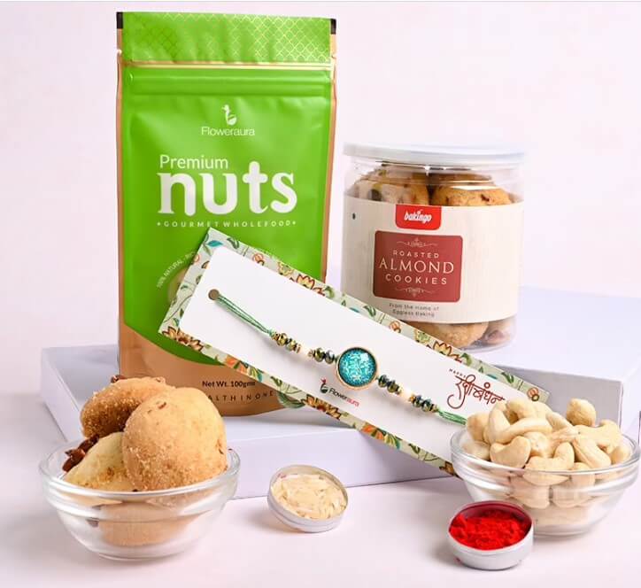 Cookies N Nuts With Vibrant Rakhi