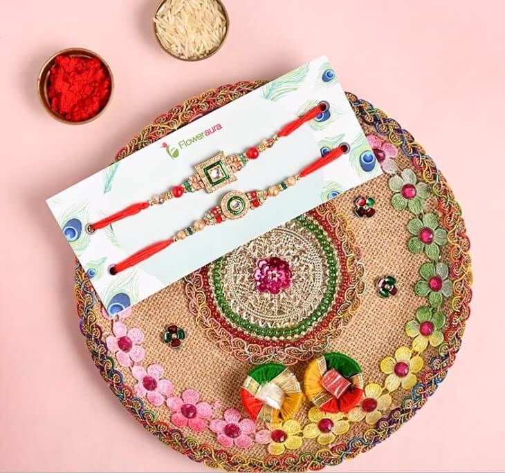 Designer Decorative Rakhi Thali Combo