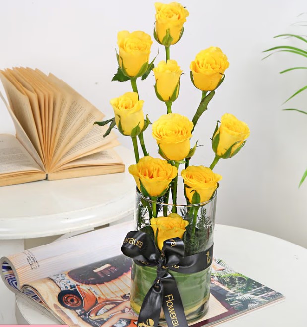 Yellow Rose In Vase