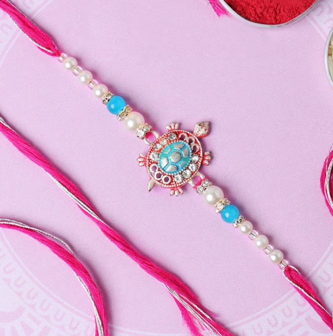 Auspicious Turtle Beaded Rakhi