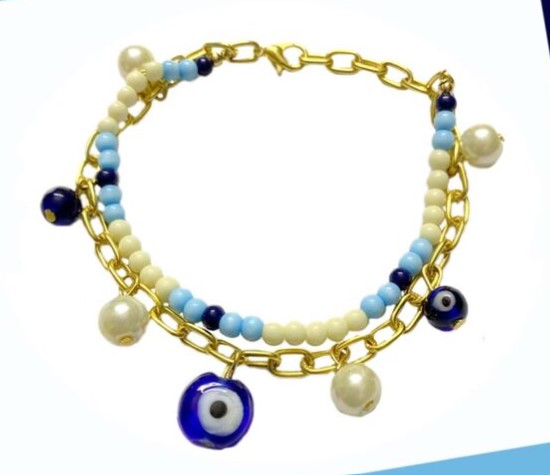 Blue Evil Eye Chain Charm Bracelet