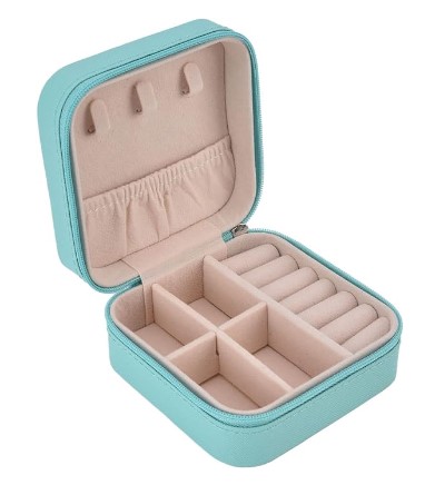 Jewellery Organiser PU Leather Zipper Portable Storage Box