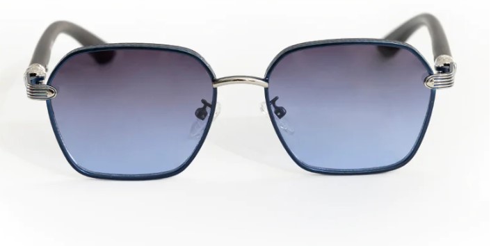 Square Metal Frame Gradient Blue Sunglasses