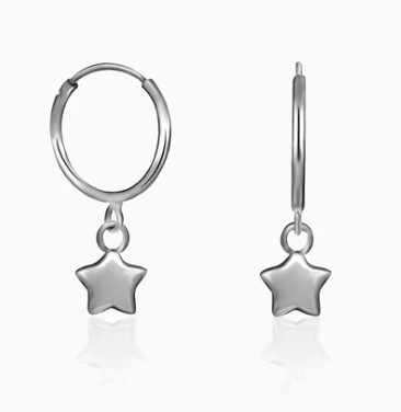 Silver Mini Star Hoop Earrings