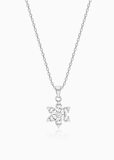 Silver Flowery Snowflake Pendant
