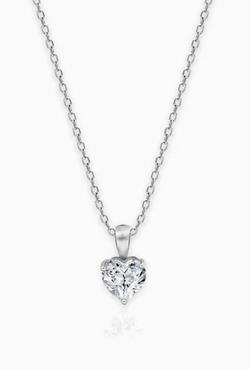 Solitaire Heart Pendant with Link Chain