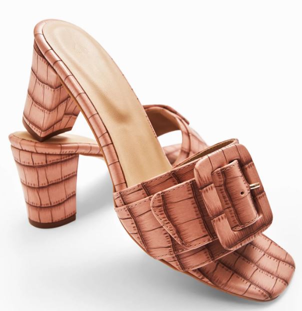 Blush Textured Buckle Heels