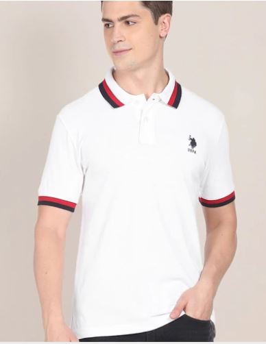 White Cotton Regular Fit Polo T-Shirt