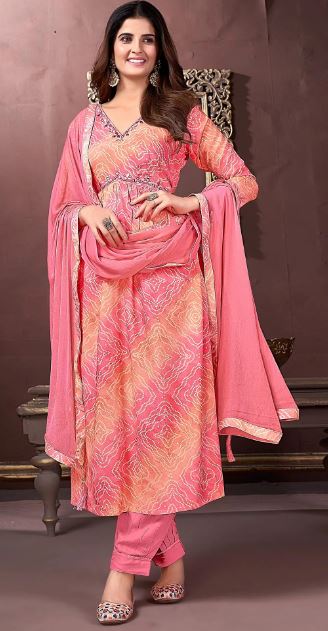 Pink & Peach Floral Salwar Suit