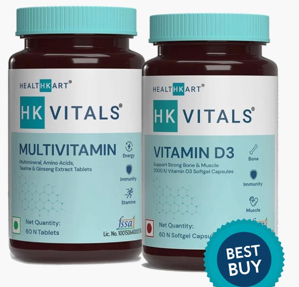 HK Vitals Vitamin D3 & Multivitamin 60 Caps Combo
