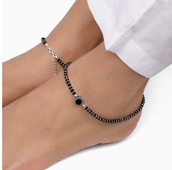 Silver Evil Eye Protection Anklet