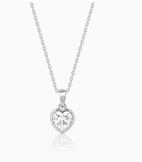 Silver Coeur Pendant with Box Chain