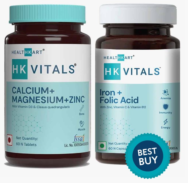 HK Vitals Calcium & Iron Folic 60 Caps Combo