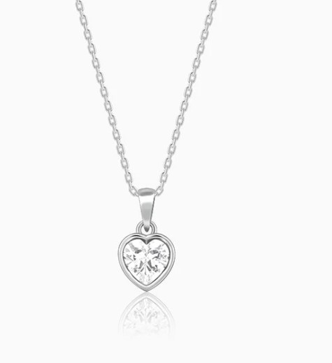 Silver Coeur Pendant with Box Chain