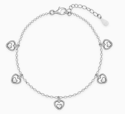 Silver Small Heart Charm Bracelet