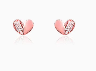 Rose Gold Made for Each Other Stud Earrings