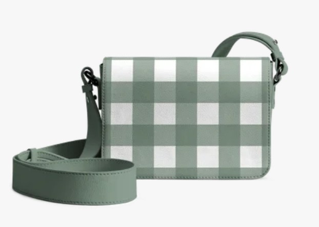 Teal Gingham Sol Box Shoulder Bag