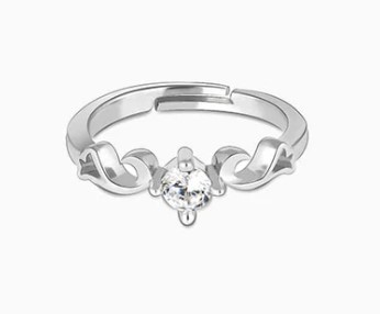 Silver Zircon Beachy Waves Ring
