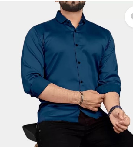 Men Regular Fit Solid Spread Collar Party Shirt