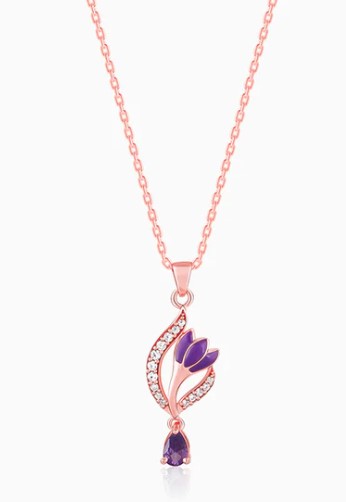 Rose Gold Flowing Crocus Pendant