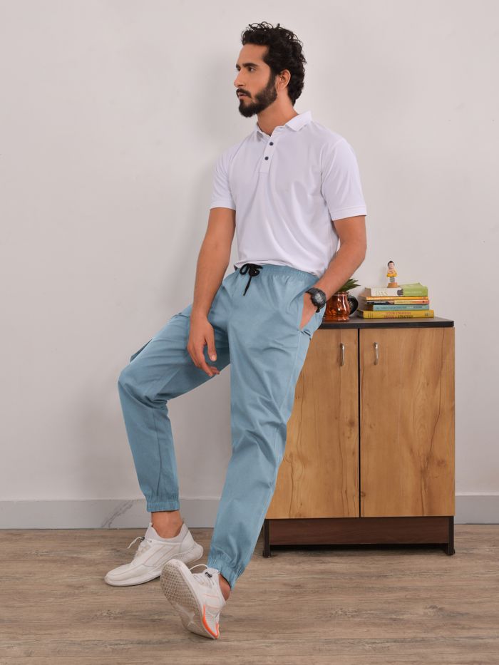 Smoky Blue Cargo Men Jogger Pants