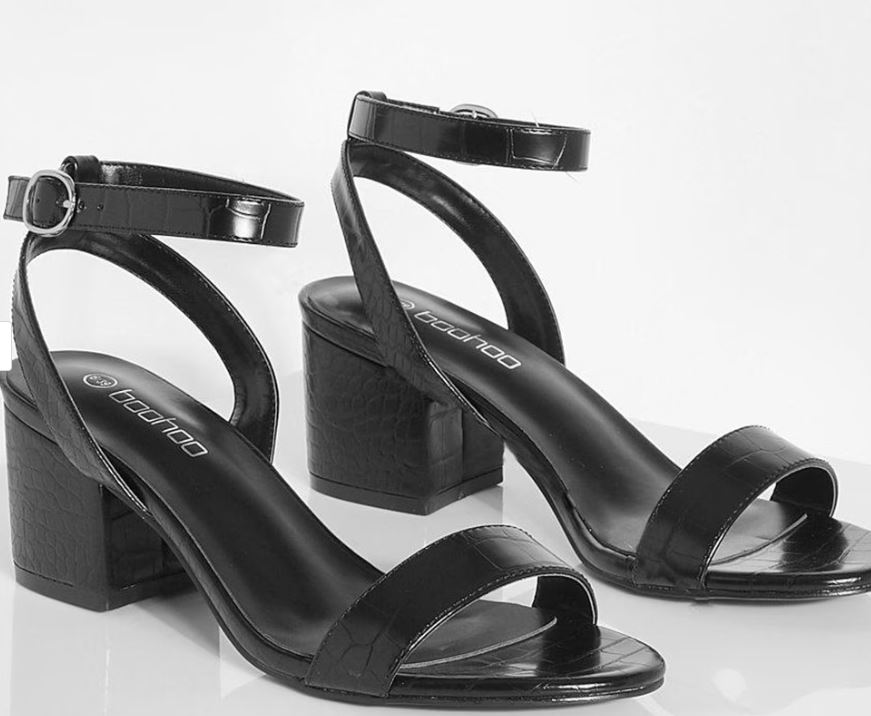 Women Croc Textured Block Heels