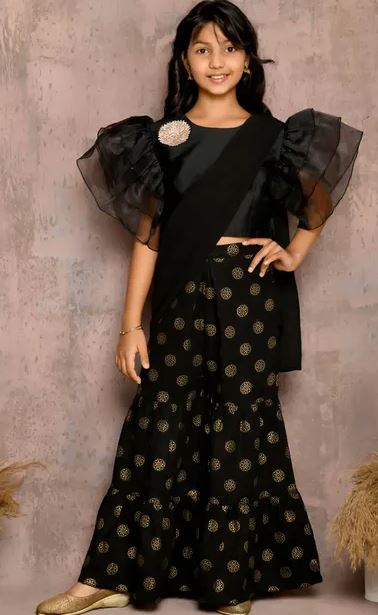 Lilpicks Stylish Top with Printed Sharara