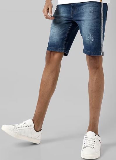 Washed Distressed Denim Shorts