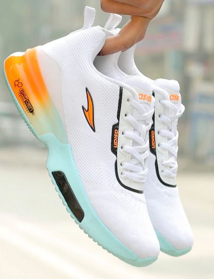 Asian Men White Mesh Running Shoes