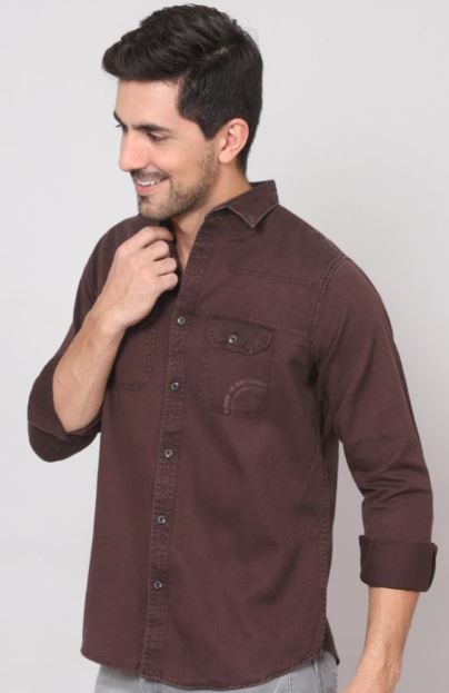 Rustic Maroon Sulphur Twill Shirt for Men