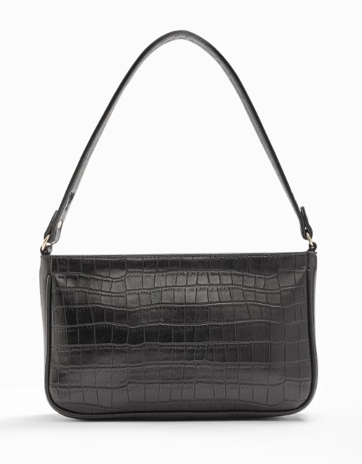 Black Textured Shoulder Bag